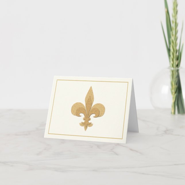 Fleur-de-Lis on Light Cream Colour Note Card (Front)