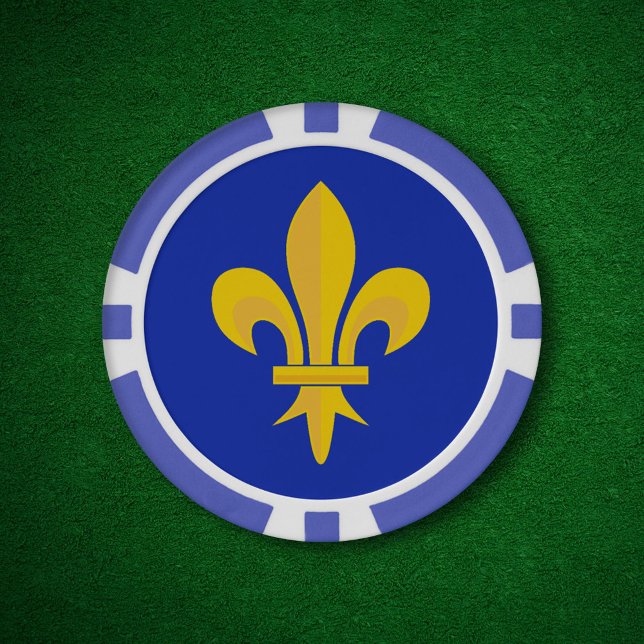 Fleur de Lis on Royal Blue Poker Chips (Fleur de Lis on Royal Blue Poker Chips)