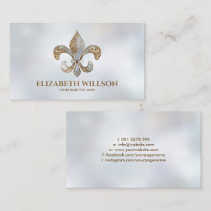 Fleur-de-lis Ornament Pearl and gold Business Card