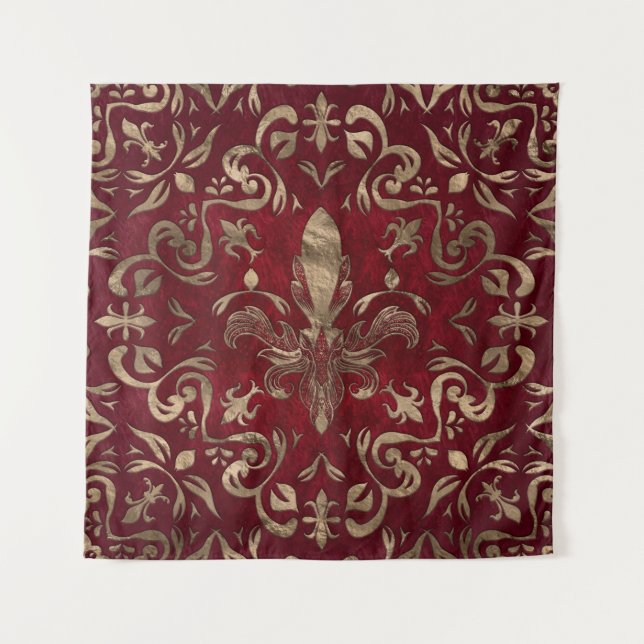 Fleur-de-lis ornament Red and Gold Tapestry (Front)