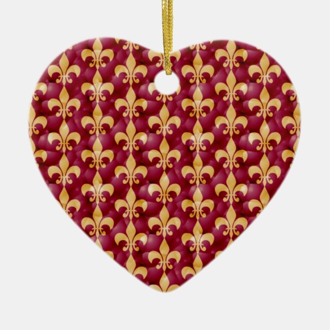 Fleur de Lis Ornment Ceramic Tree Decoration (Front)