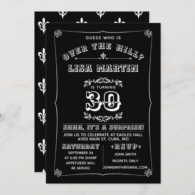 Fleur De Lis Over The Hill Party Invitation (Front/Back)