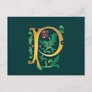 Fleur-de-lis P Monogram Postcard