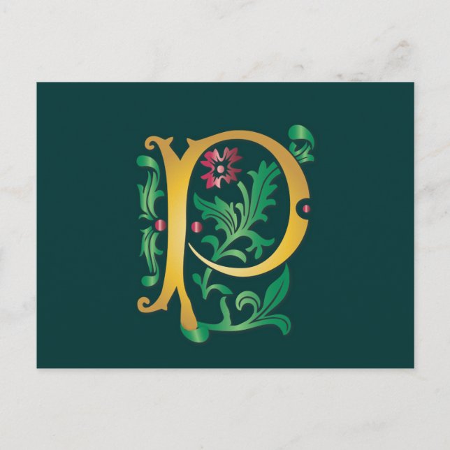 Fleur-de-lis P Monogram Postcard (Front)