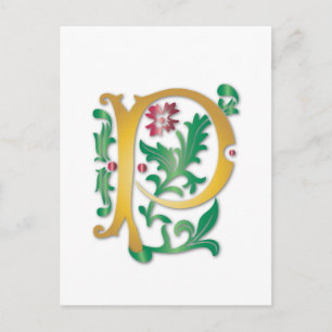 Fleur-de-lis P Monogram Postcard
