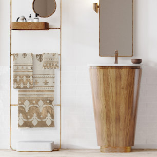 Fleur-de-lis Pastel Gold Bath Towel Set