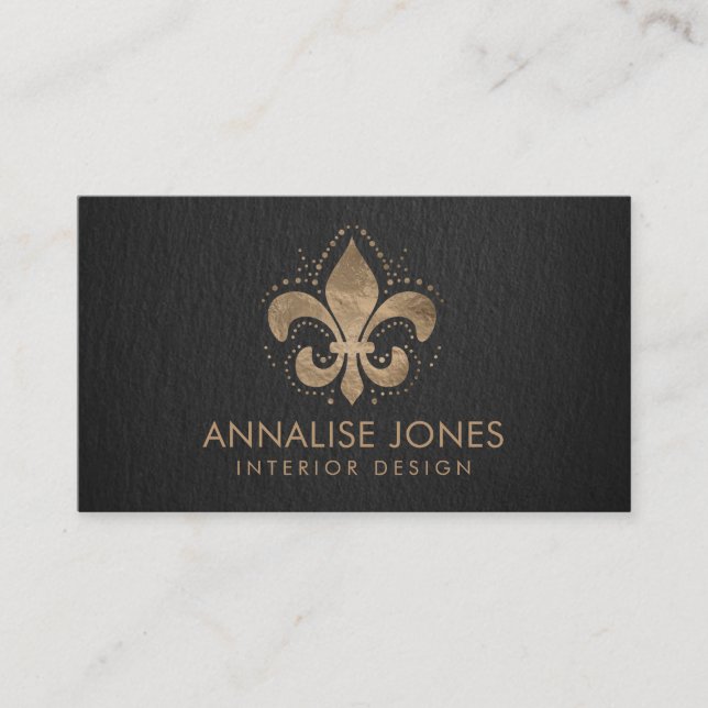 Fleur-de-lis Pastel Gold Business Card (Front)