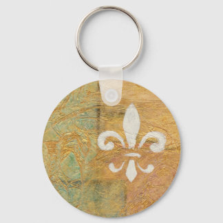 Fleur De Lis Pastel White Original Art Key Ring