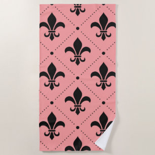 Fleur De Lis Pattern Beach Towel
