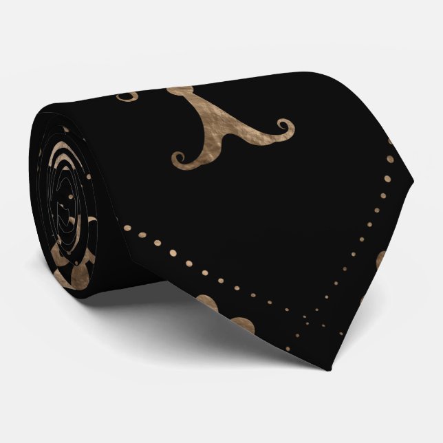 Fleur-de-lis pattern black and gold tie (Rolled)