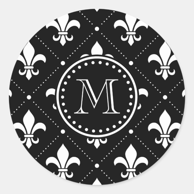Fleur De Lis Pattern Classic Round Sticker (Front)
