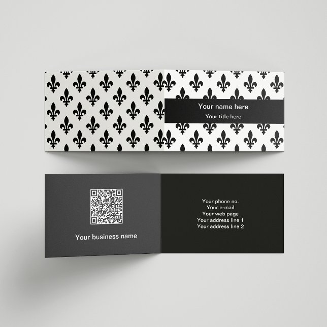 Fleur de Lis Pattern, French, Royal, Black Business Card (Creator Uploaded)