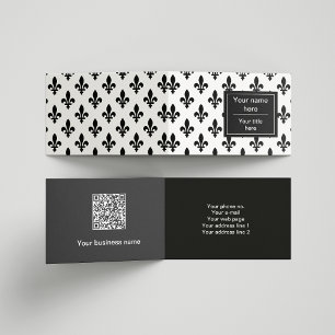 Fleur de Lis Pattern, French, Royal, Black Business Card