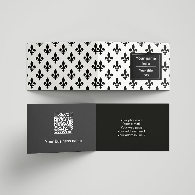 Fleur de Lis Pattern, French, Royal, Black Business Card (Creator Uploaded)