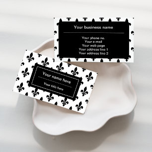 Fleur de Lis Pattern, French, Royal, Black Business Card