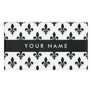 Fleur de Lis Pattern, French, Royal, Black Name Tag
