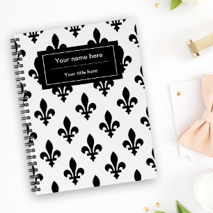 Fleur de Lis Pattern, French, Royal, Black Planner