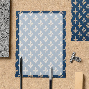 Fleur de Lis Pattern, French, Royal, Cream, Blue