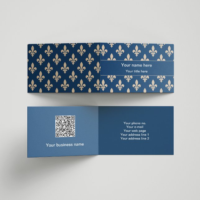 Fleur de Lis Pattern, French, Royal, Cream, Blue Business Card (Creator Uploaded)