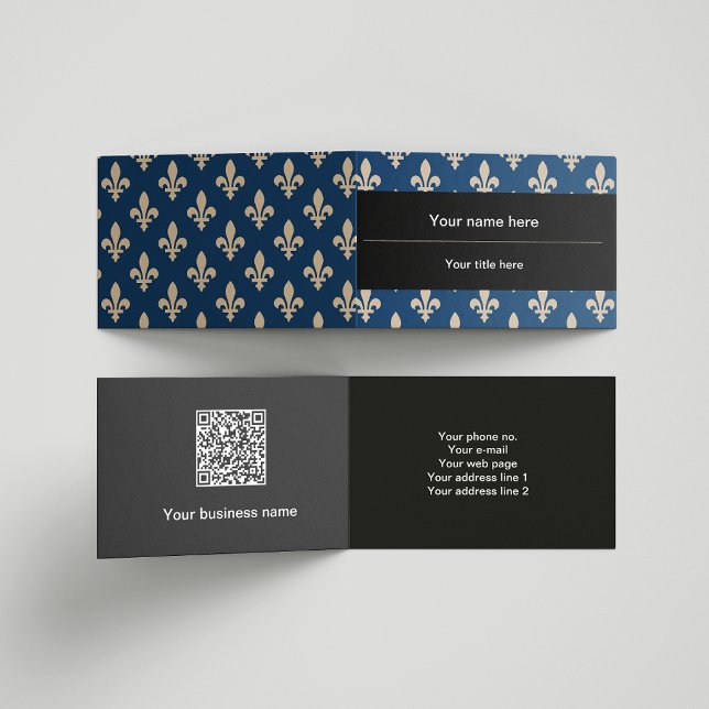 Fleur de Lis Pattern, French, Royal, Cream, Blue Business Card (Creator Uploaded)