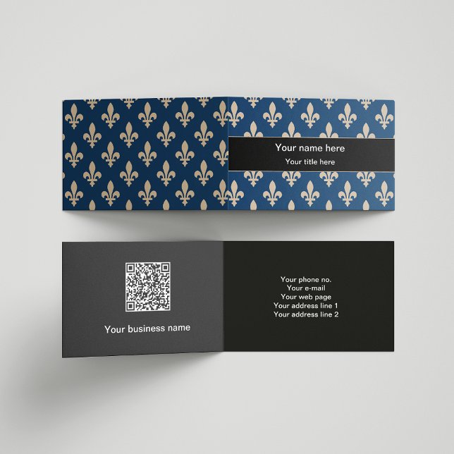 Fleur de Lis Pattern, French, Royal, Cream, Blue Business Card (Creator Uploaded)
