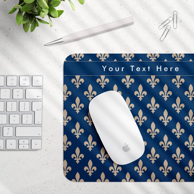 Fleur de Lis Pattern, French, Royal, Cream, Blue Mouse Pad (Creator Uploaded)