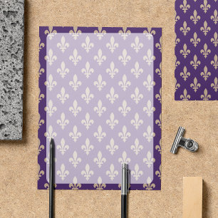 Fleur de Lis Pattern, French, Royal, Cream, Purple