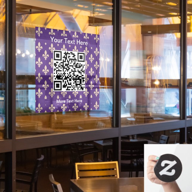 Fleur de Lis Pattern, French, Royal, Cream, Purple (Restaurant Window)