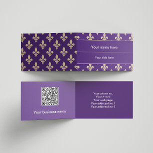 Fleur de Lis Pattern, French, Royal, Cream, Purple Business Card