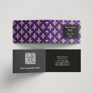 Fleur de Lis Pattern, French, Royal, Cream, Purple Business Card