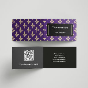 Fleur de Lis Pattern, French, Royal, Cream, Purple Business Card