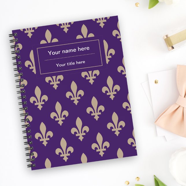 Fleur de Lis Pattern, French, Royal, Cream, Purple Notebook (Creator Uploaded)