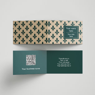 Fleur de Lis Pattern, French, Royal, Green Business Card