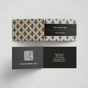 Fleur de Lis Pattern, French, Royal, Navy Blue Business Card