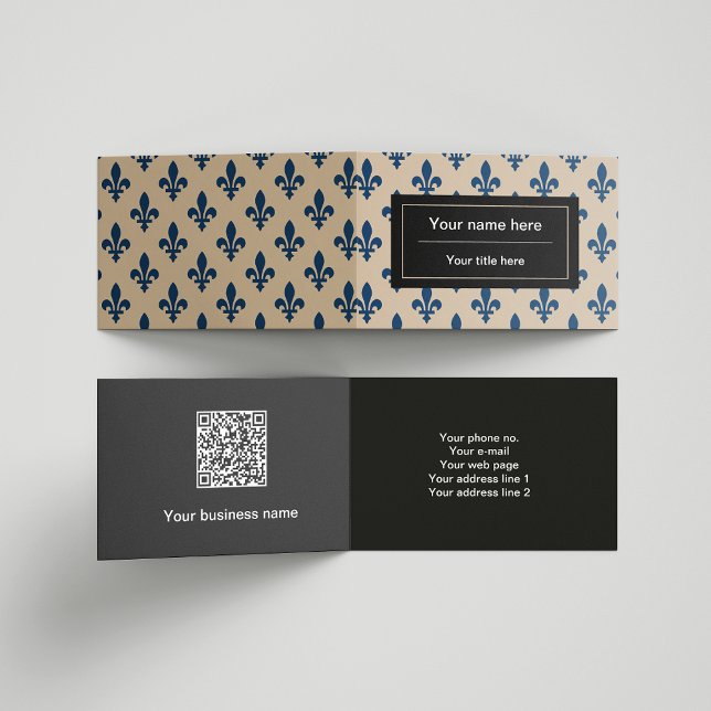 Fleur de Lis Pattern, French, Royal, Navy Blue Business Card (Creator Uploaded)