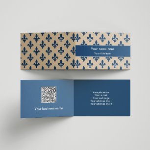 Fleur de Lis Pattern, French, Royal, Navy Blue Business Card