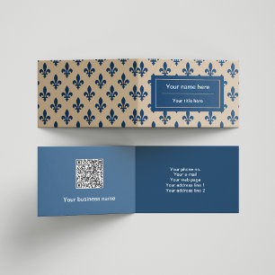 Fleur de Lis Pattern, French, Royal, Navy Blue Business Card