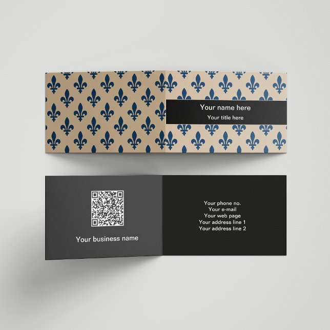 Fleur de Lis Pattern, French, Royal, Navy Blue Business Card (Creator Uploaded)
