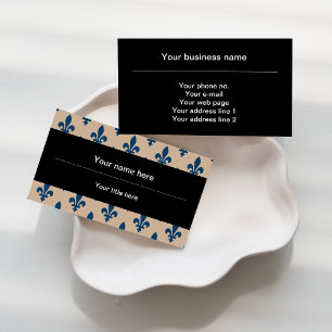 Fleur de Lis Pattern, French, Royal, Navy Blue Business Card