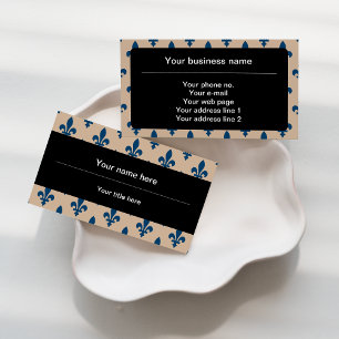 Fleur de Lis Pattern, French, Royal, Navy Blue Business Card