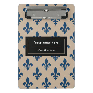 Fleur de Lis Pattern, French, Royal, Navy Blue Mini Clipboard