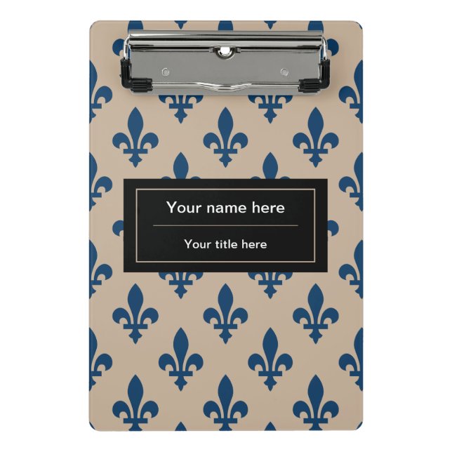 Fleur de Lis Pattern, French, Royal, Navy Blue Mini Clipboard (Front)