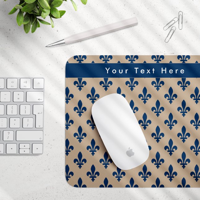 Fleur de Lis Pattern, French, Royal, Navy Blue Mouse Pad (Creator Uploaded)