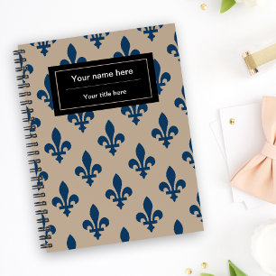 Fleur de Lis Pattern, French, Royal, Navy Blue Planner