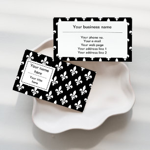 Fleur de Lis Pattern, French, Royal, White Business Card