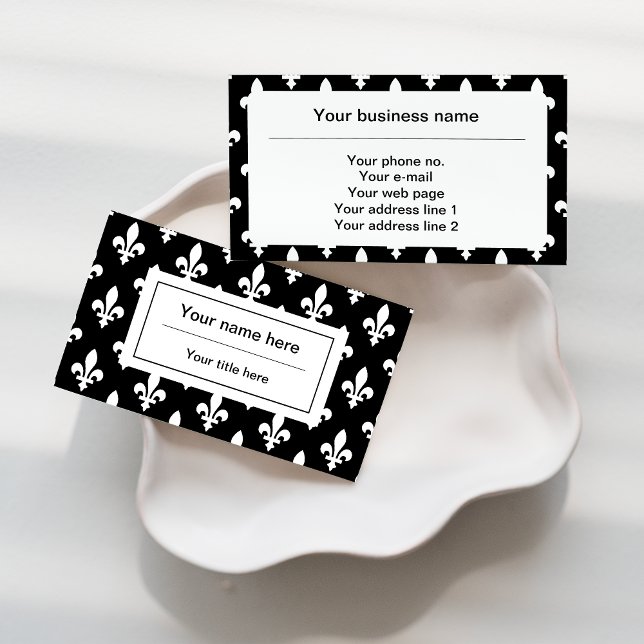 Fleur de Lis Pattern, French, Royal, White Business Card (Creator Uploaded)