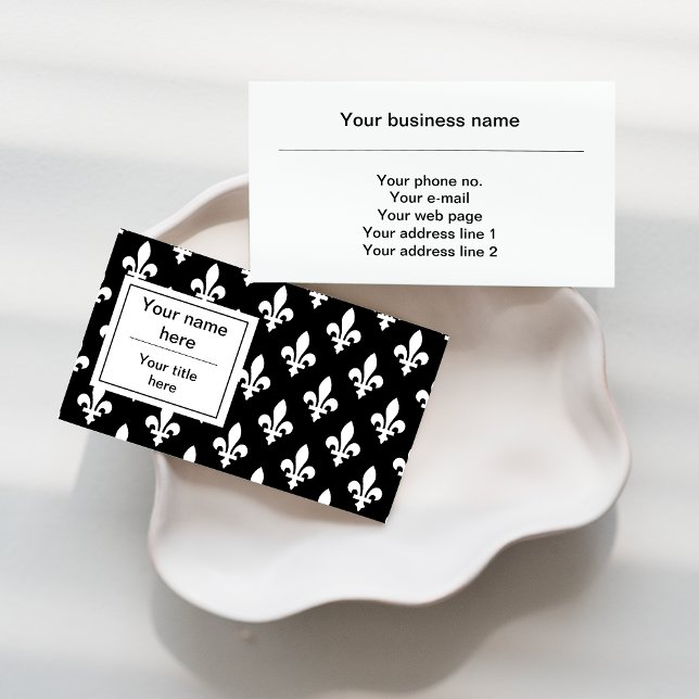 Fleur de Lis Pattern, French, Royal, White Business Card (Creator Uploaded)