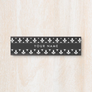 Fleur de Lis Pattern, French, Royal, White Door Sign