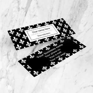 Fleur de Lis Pattern, French, Royal, White Mini Business Card