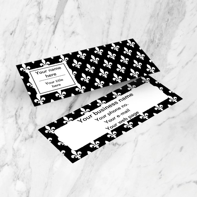 Fleur de Lis Pattern, French, Royal, White Mini Business Card (Creator Uploaded)